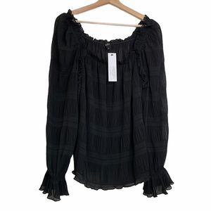 Vici Aakaa Spur The Moment Textured Soft Flowy Black Blouse Large